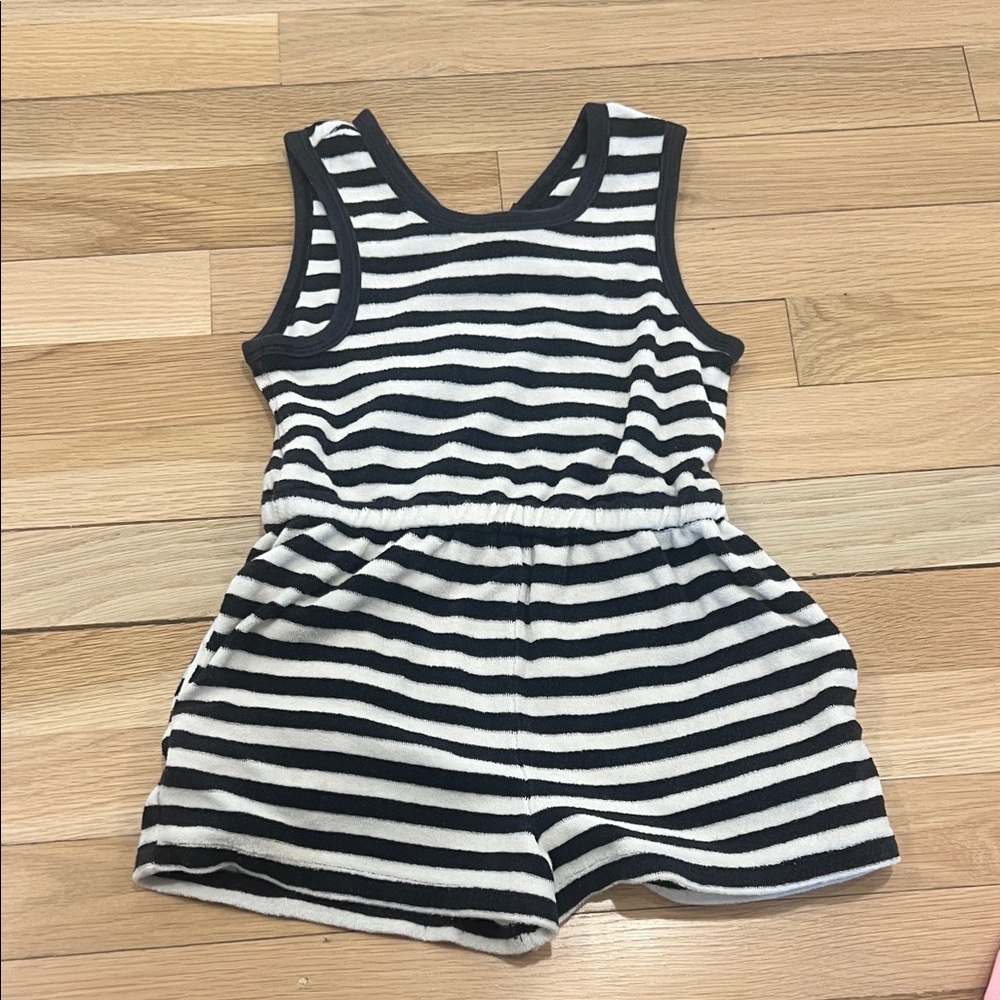 Tea Collection Black and White Striped Kids Romper